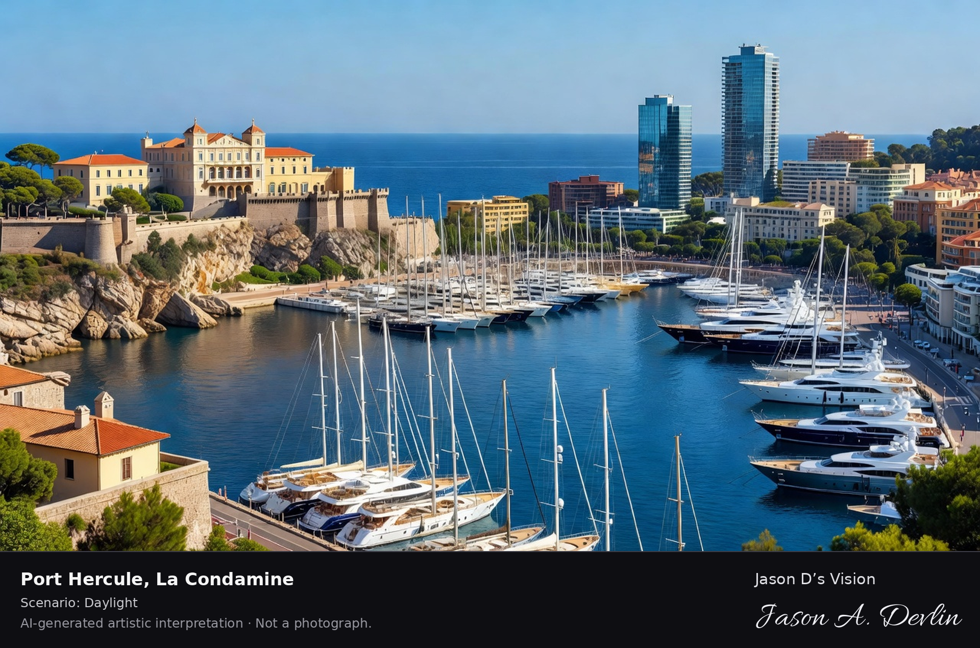 AI-generated artistic interpretation of Port Hercule, La Condamine, Monaco.